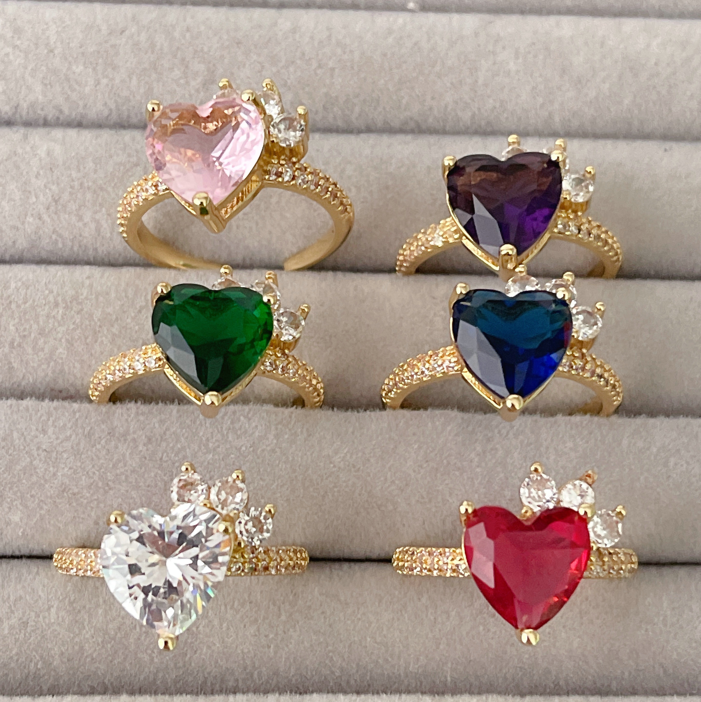Pave Heart Adjustable Ring