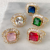 Big Square Zircon Adjustable Ring