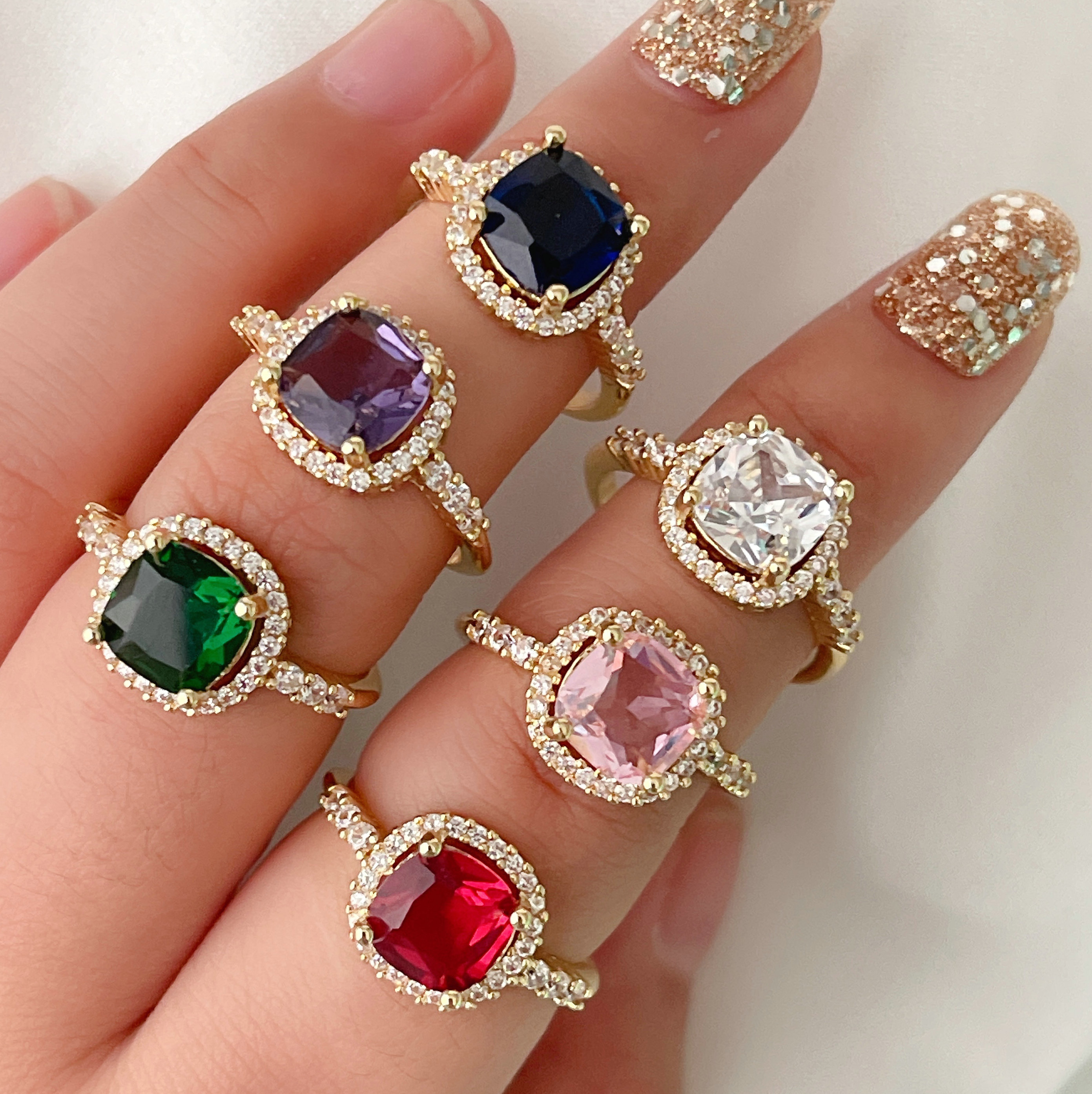 Colorful Zircon Adjustable Ring