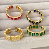 Square zircon adjustable ring