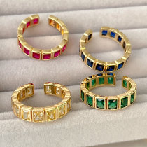 Square zircon adjustable ring