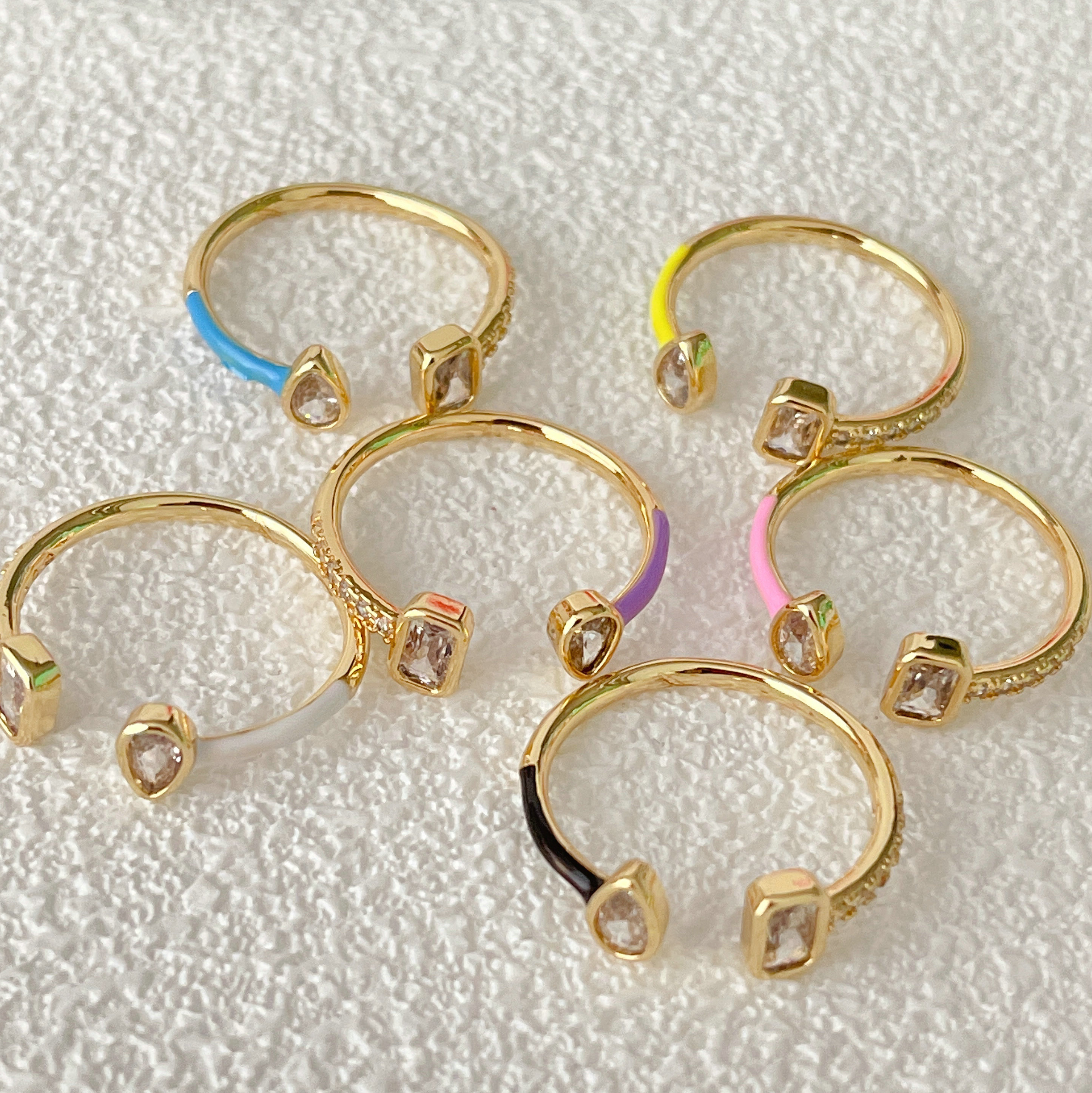 Colorful Zircon Adjustable Ring