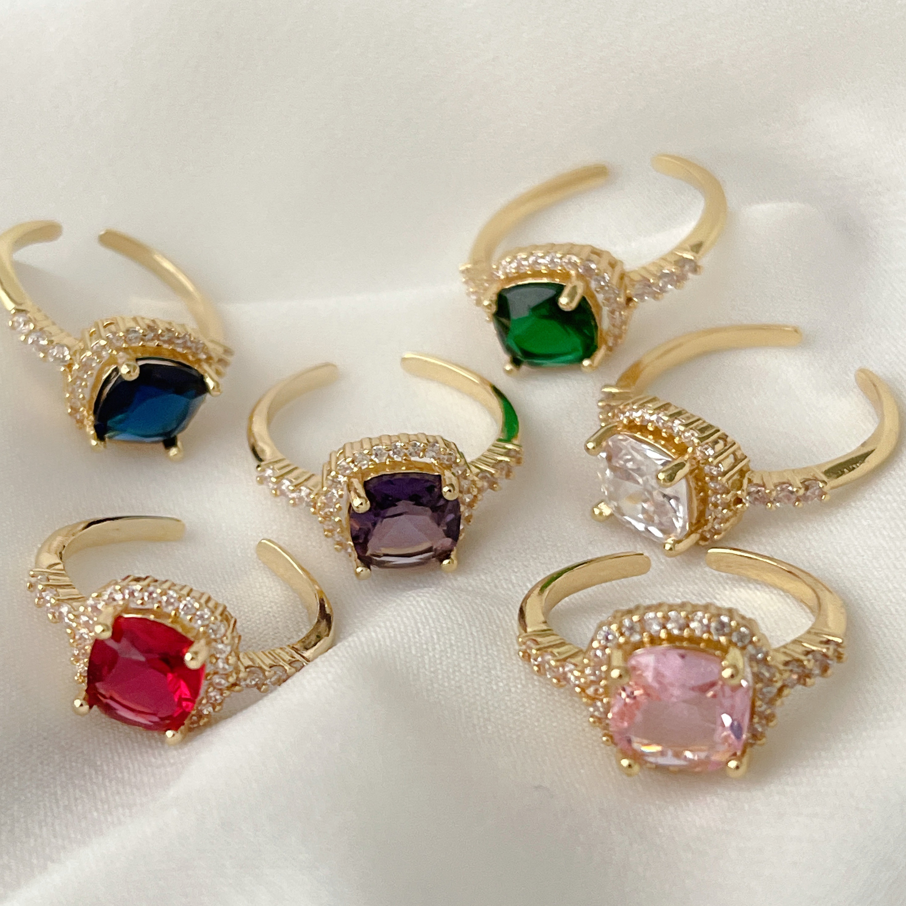 Colorful Zircon Adjustable Ring