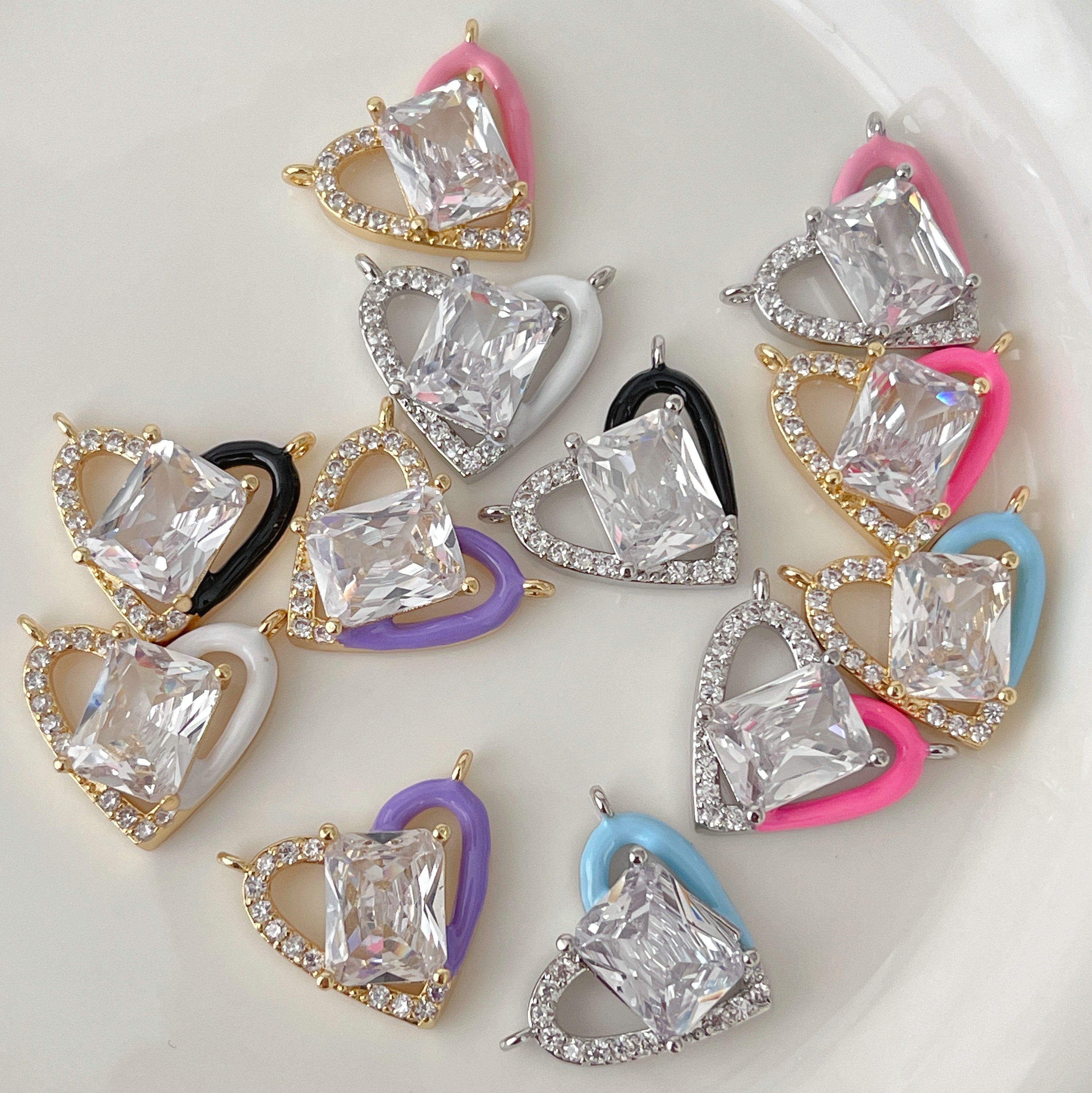 Enamel Colorful Heart Charm