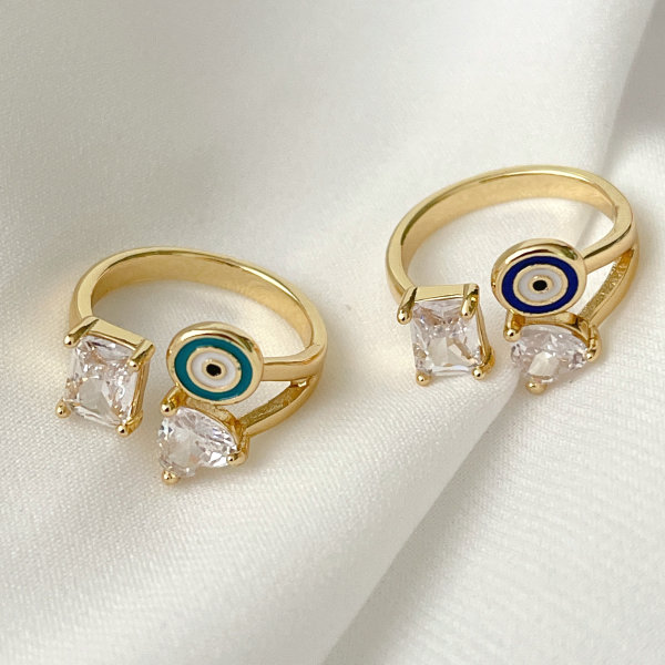 Ename Eye Adjustable Ring