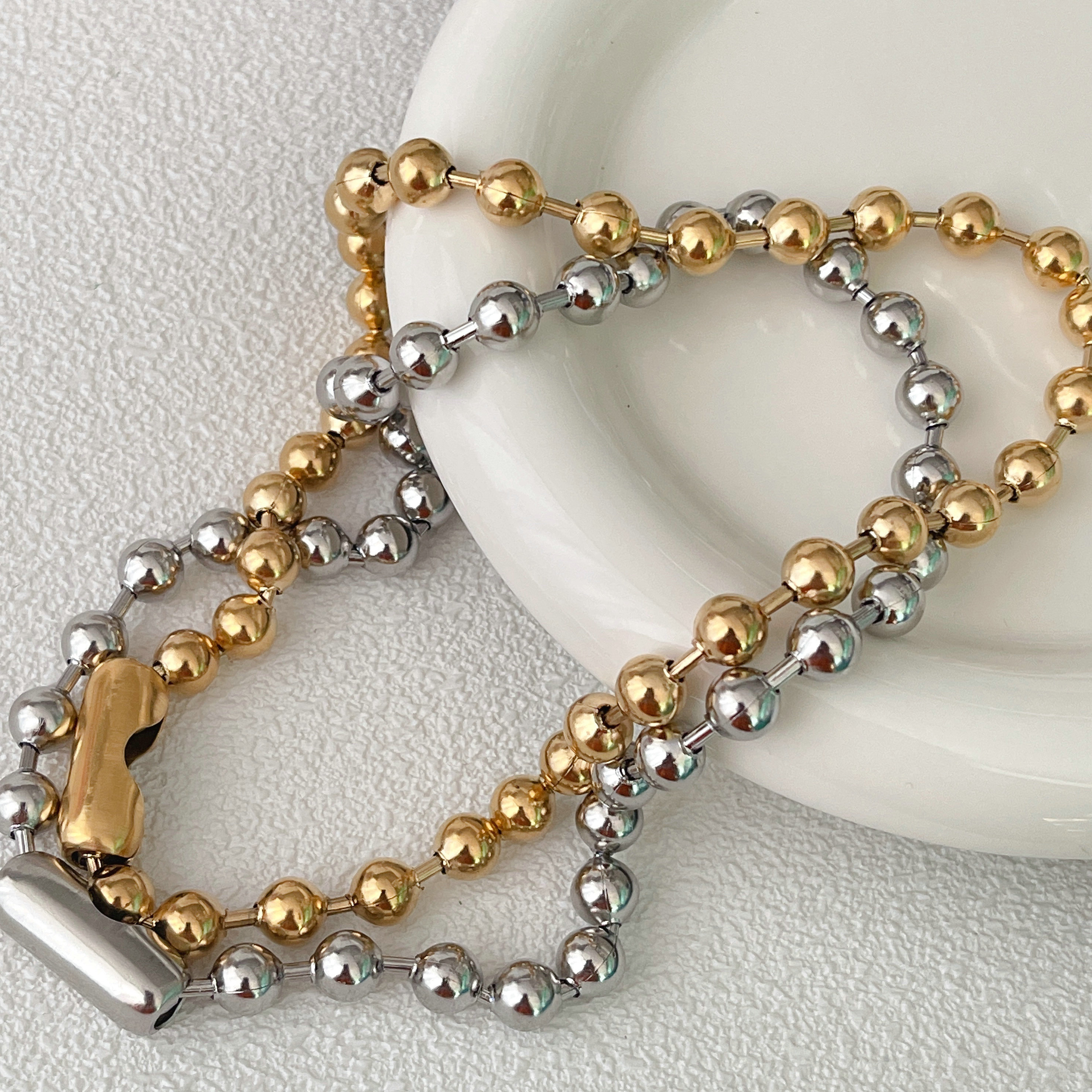 8mm Stainless Stell Ball Necklace 16-18inch
