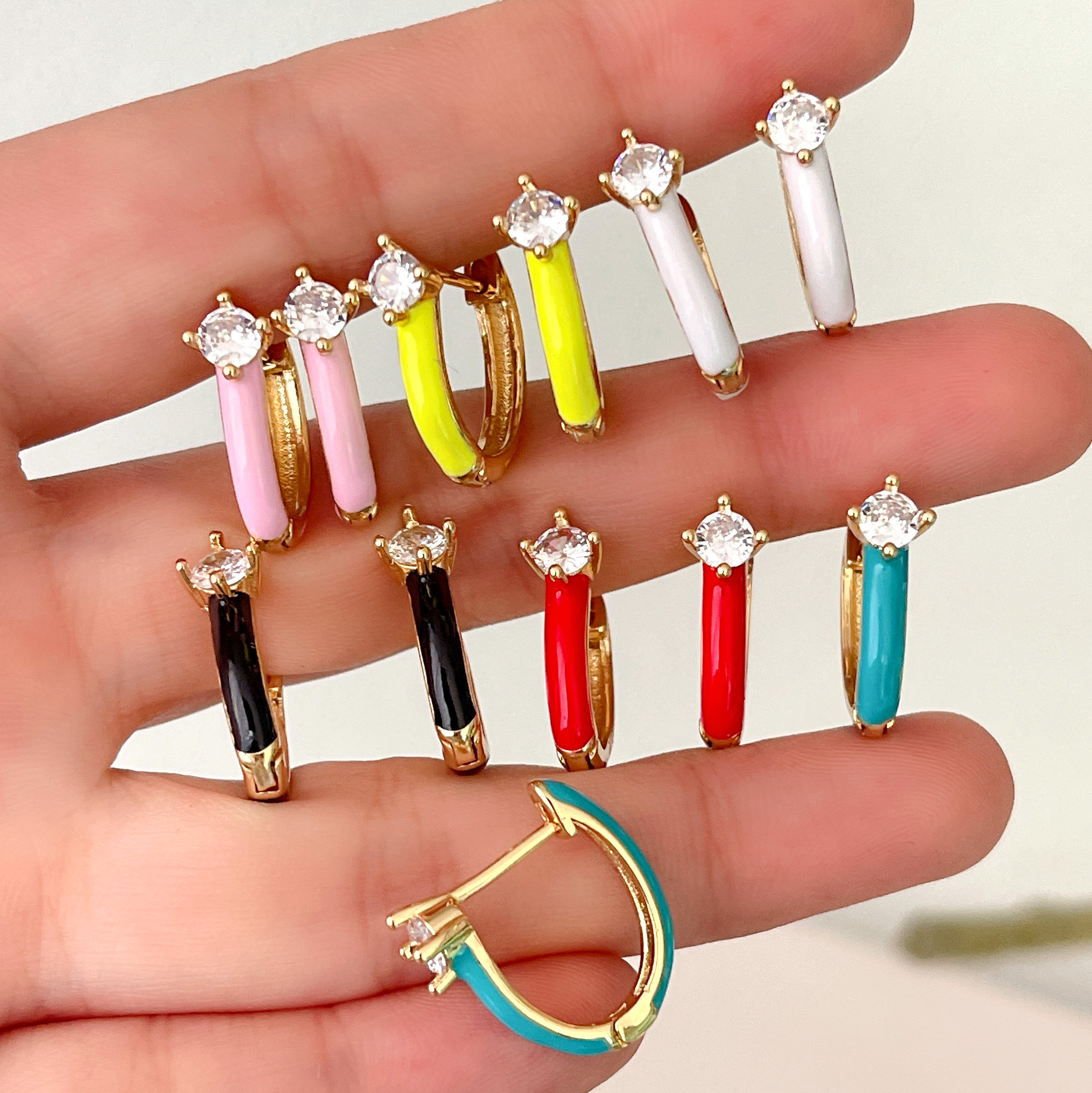 Simple Ename Hoop Earrings