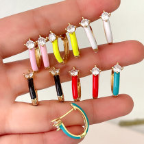 Simple Ename Hoop Earrings