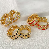 Enamel Chain Hoop Earrings