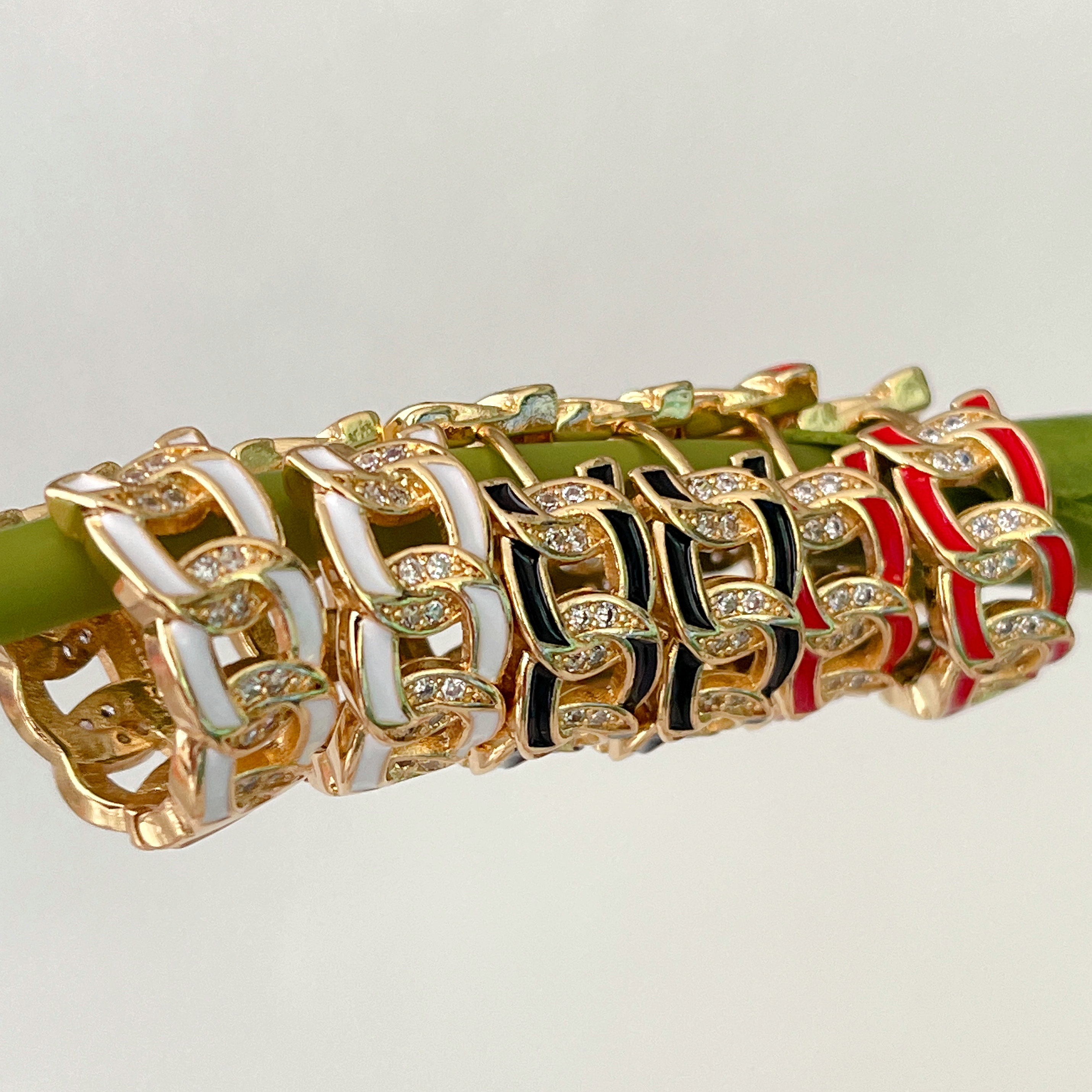 Enamel Chain Hoop Earrings