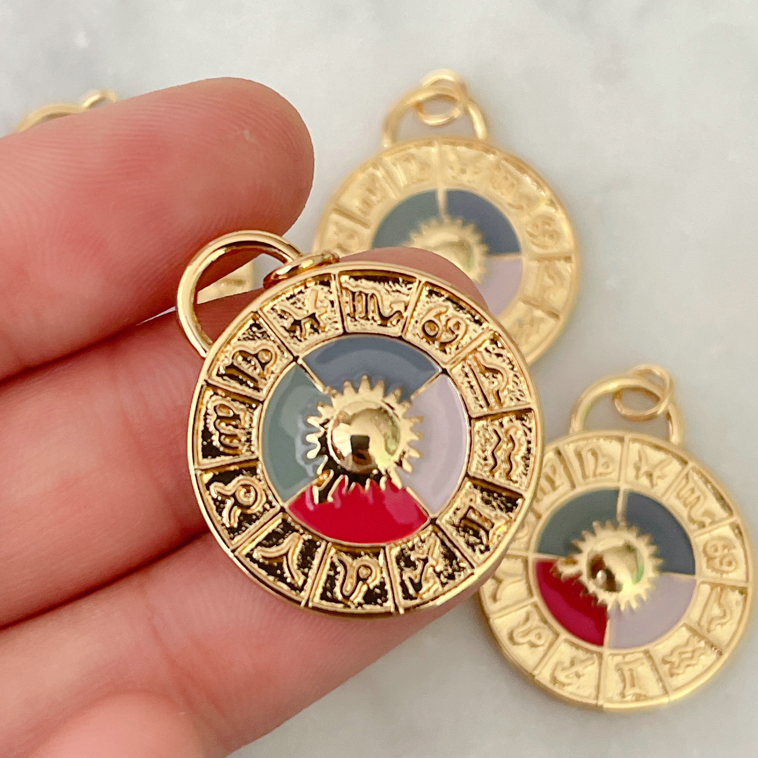 Colorful Round Compass Pendant