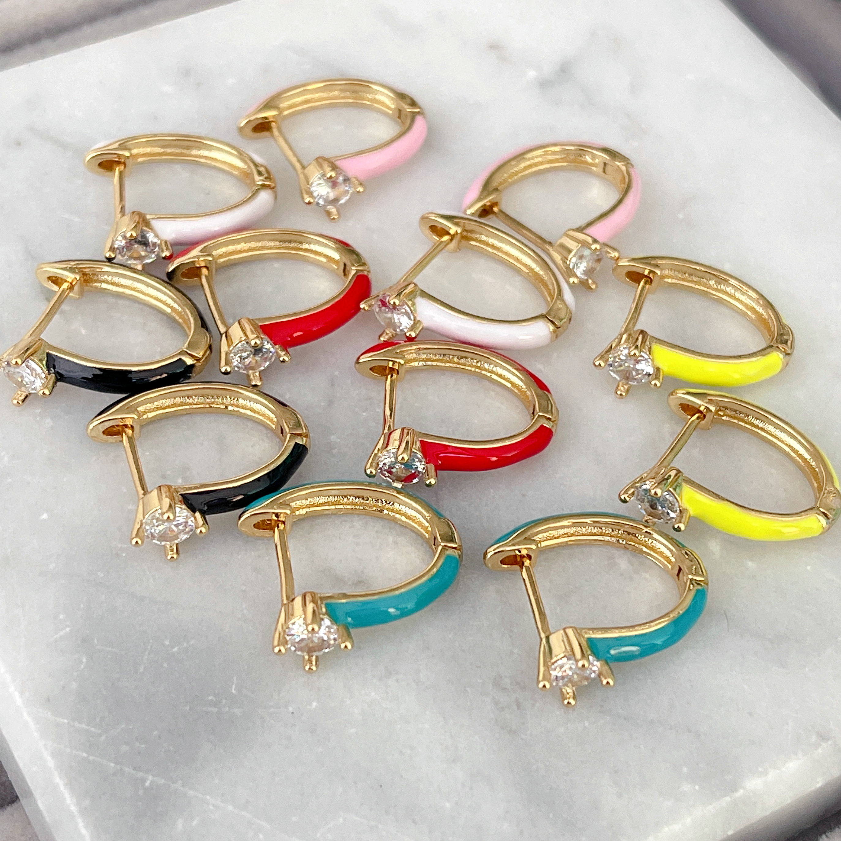 Simple Ename Hoop Earrings