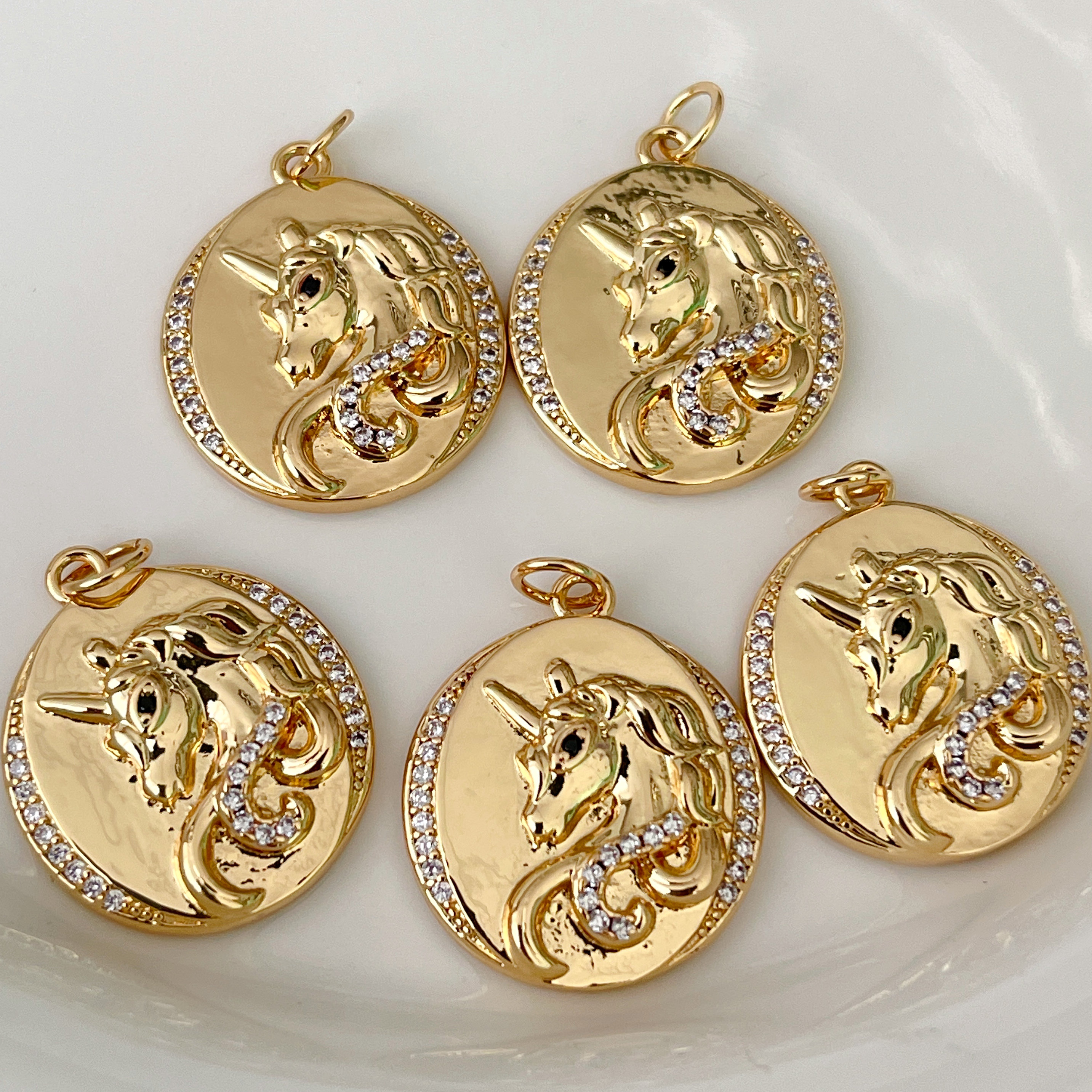 Oval Shape Unicorn Charm