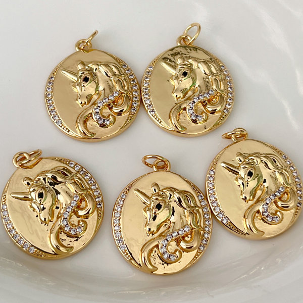 Oval Shape Unicorn Charm