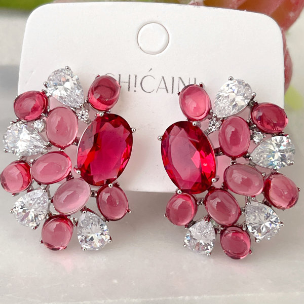 Pink Gemstone Earrings