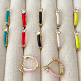 Simple Ename Hoop Earrings