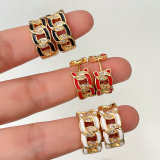 Enamel Chain Hoop Earrings