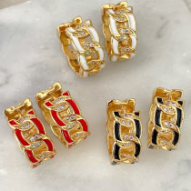 Enamel Chain Hoop Earrings