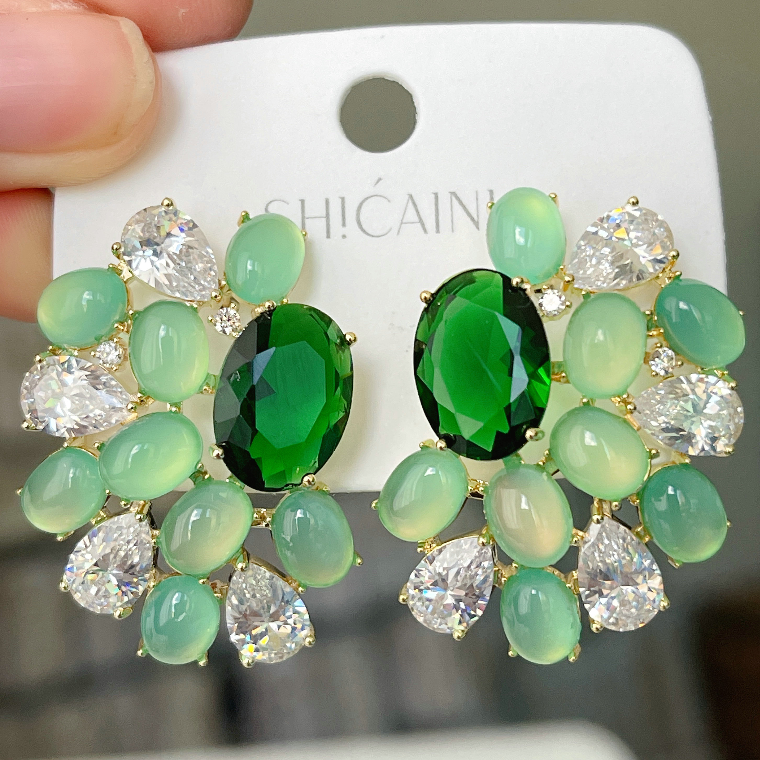 Green Gemstone Earrings