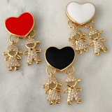 Enamle Heart With Boy And Girl Charm
