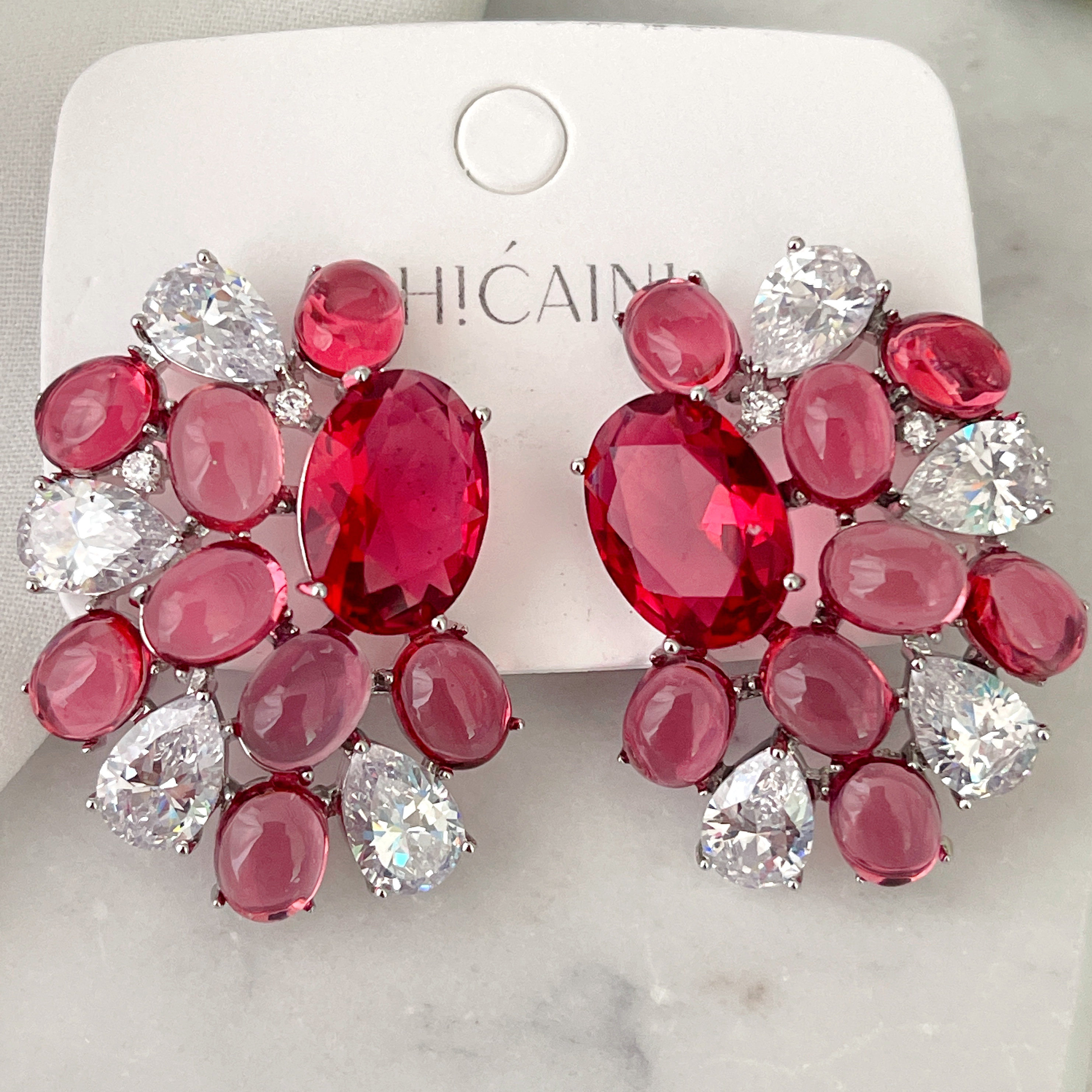 Pink Gemstone Earrings