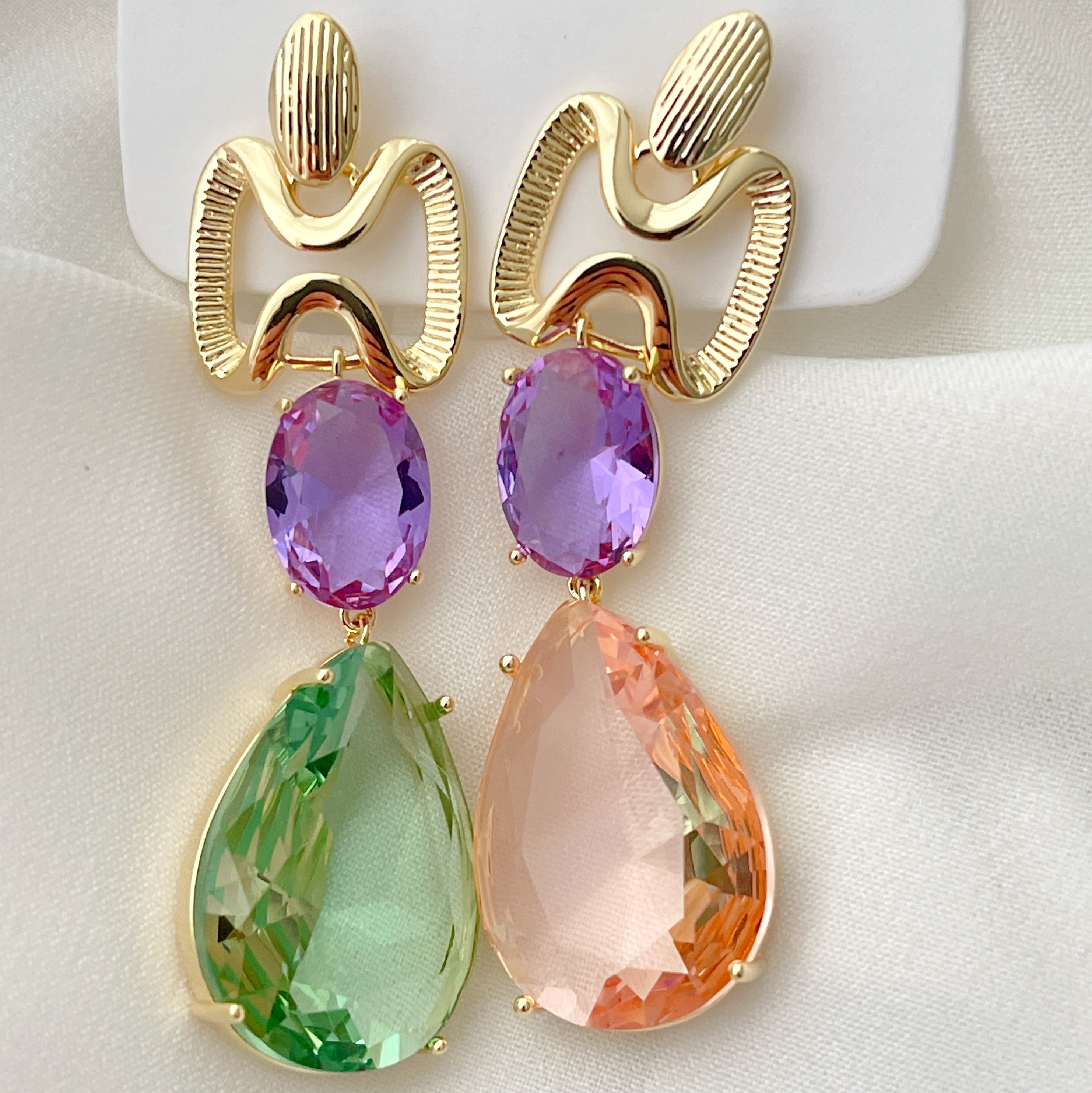 Long Colorful Stone Earrings