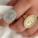 Pave Jesus Adjustable Ring