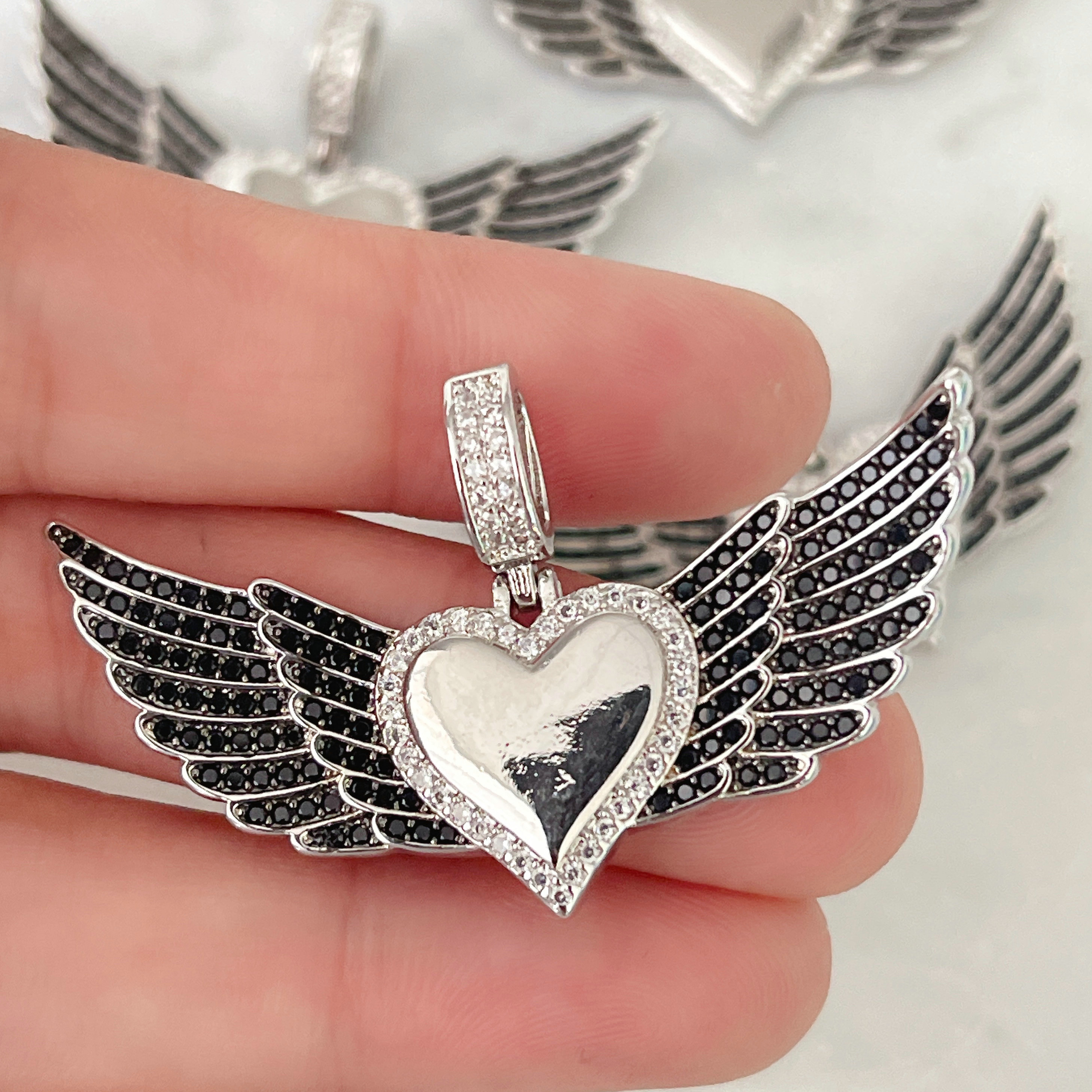 Black Heart Wing Pendant