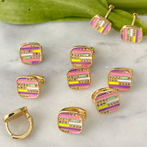 Square Enamle Earrings Stud