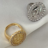 Pave Jesus Adjustable Ring