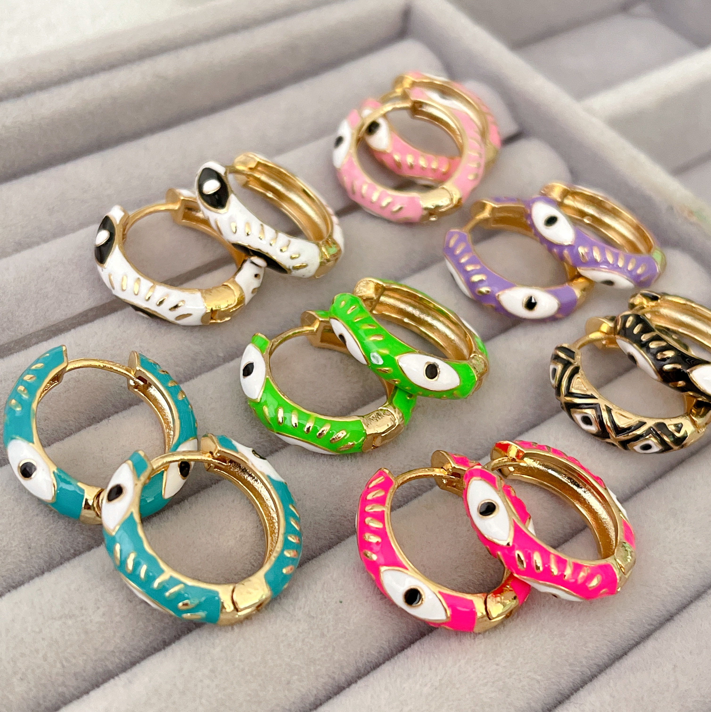 Eye Enamel Hoop Earrings