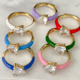Enamel Heart Adjustable Ring
