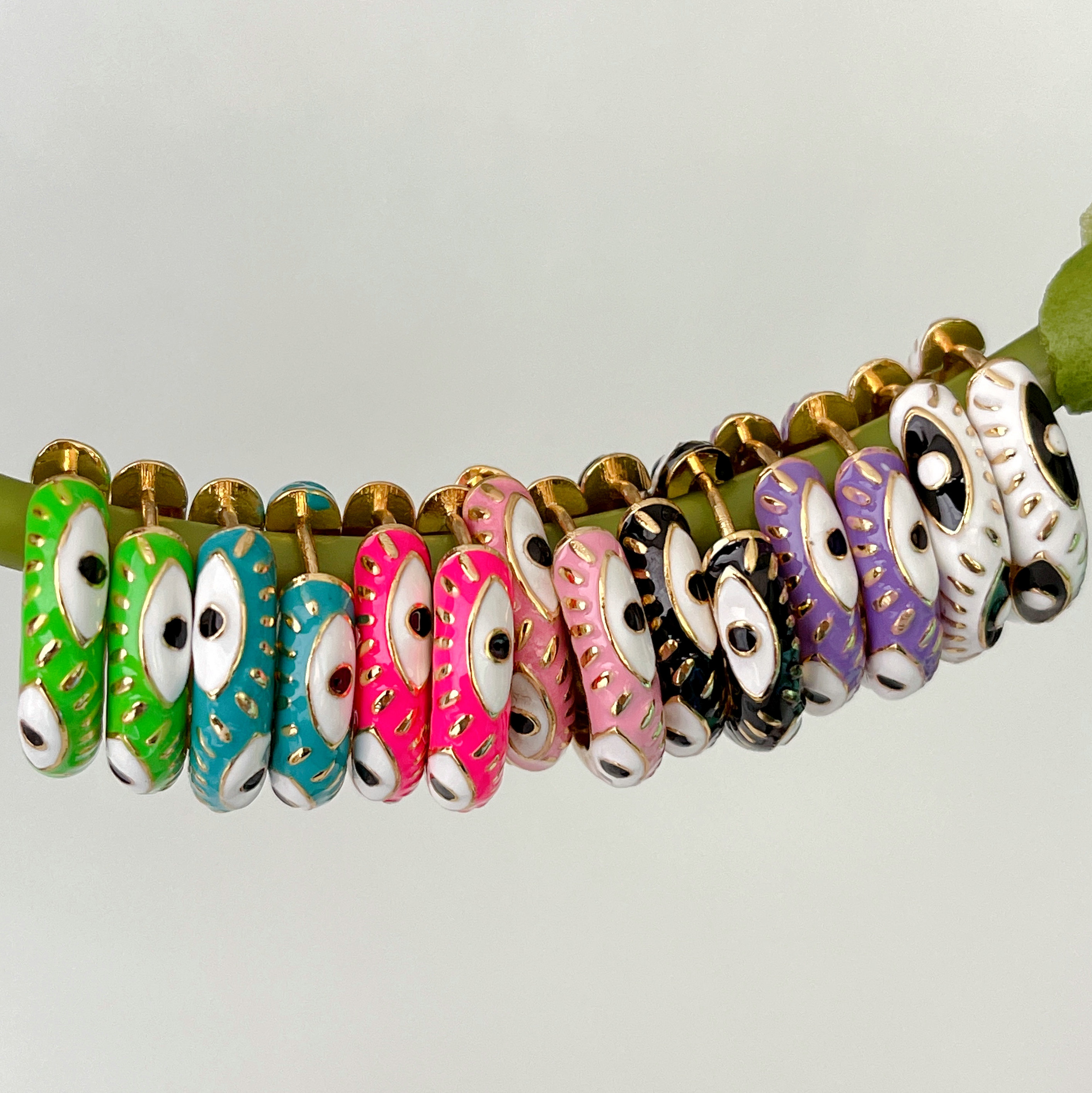 Eye Enamel Hoop Earrings