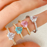Pave Heart Adjustable Ring