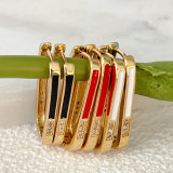 Long Square Enamel Earrings