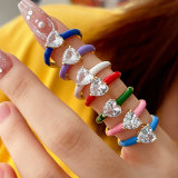 Enamel Heart Adjustable Ring