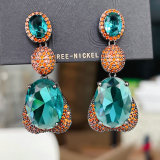 Pave Green Pendant Earrings