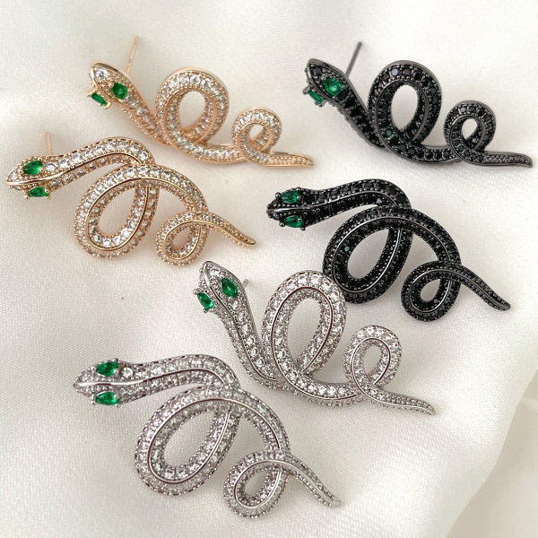Pave Snake Earrings
