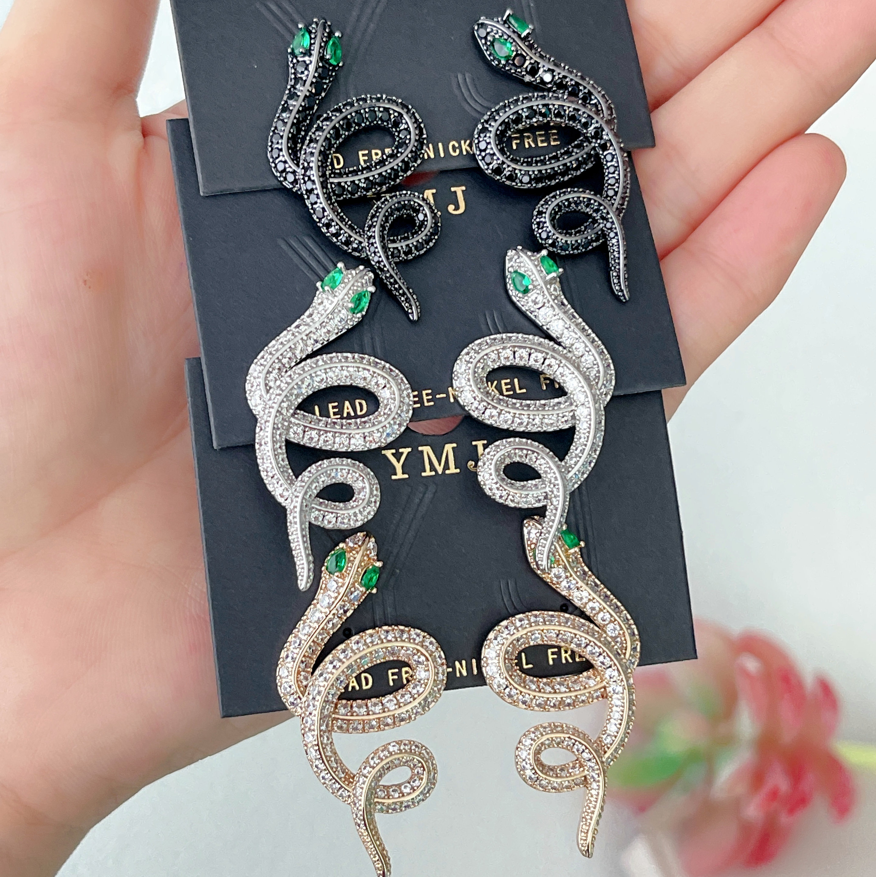Pave Snake Earrings