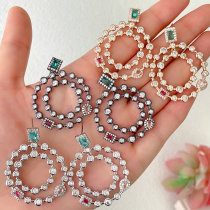 Double Round Charm Earrings