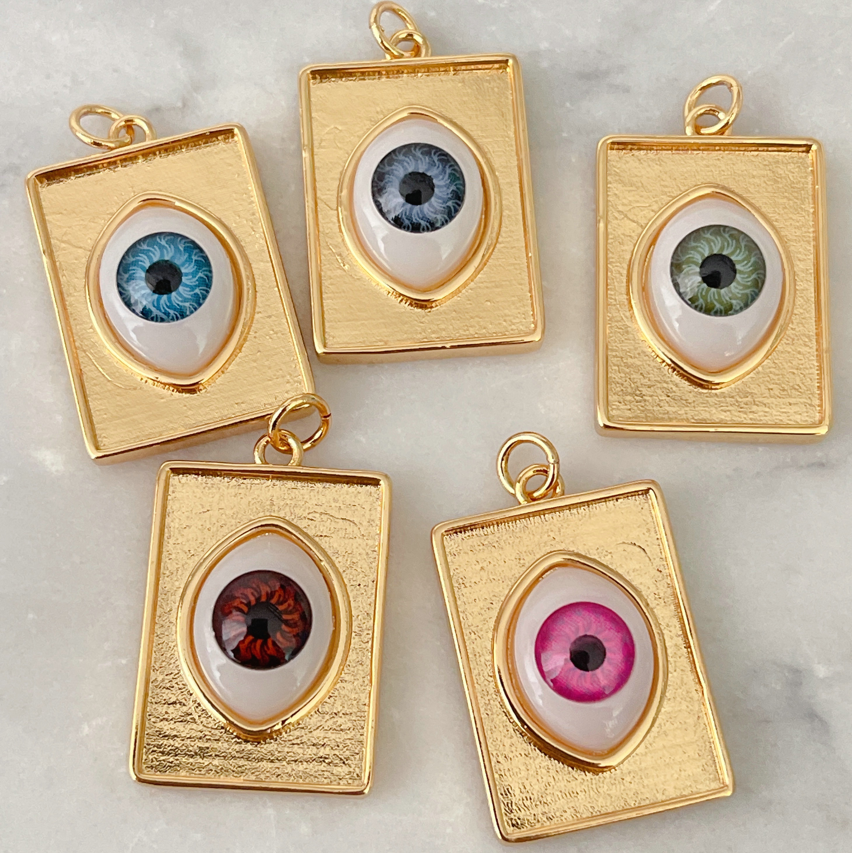 Square Glass Eye Charm