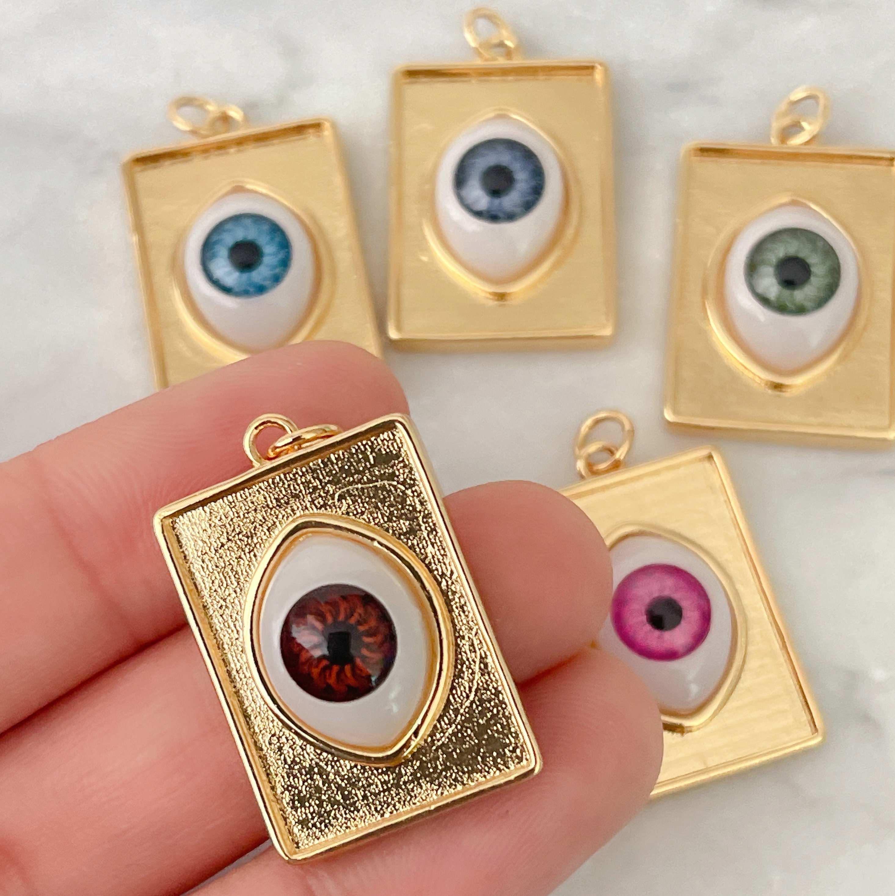 Square Glass Eye Charm