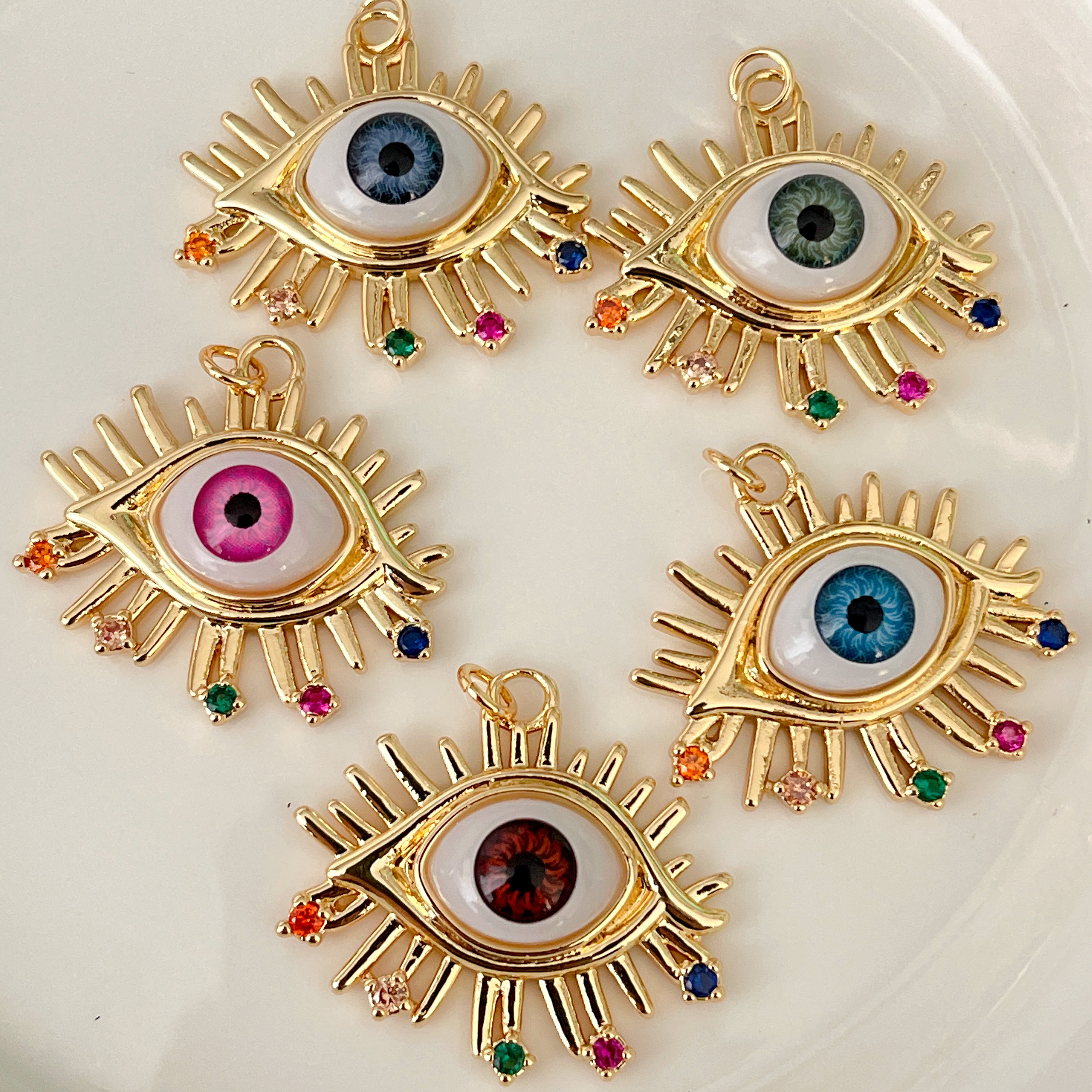 Glass Eye Colorful Stone Charm