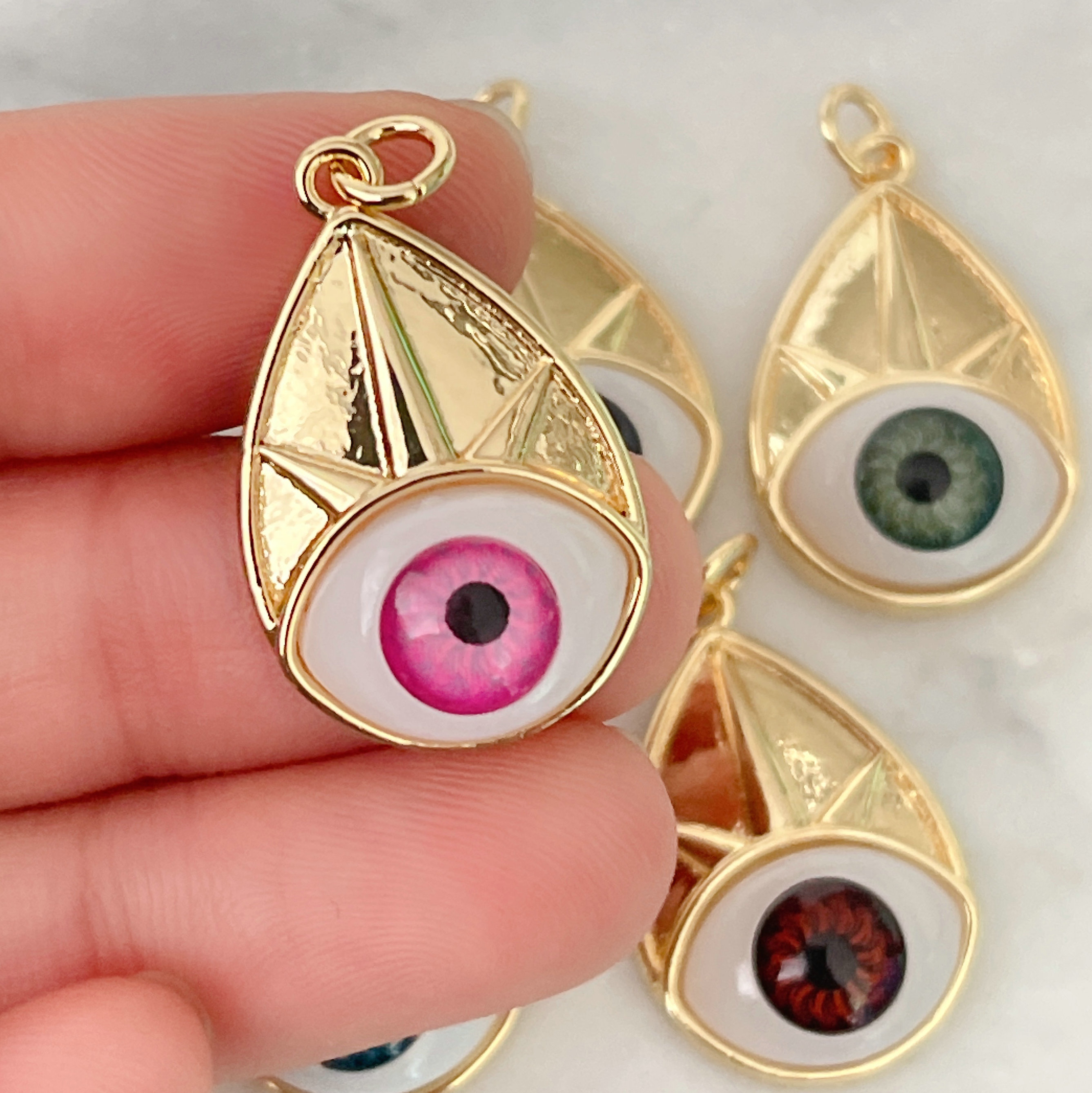 Glass Eye Leaf Charm