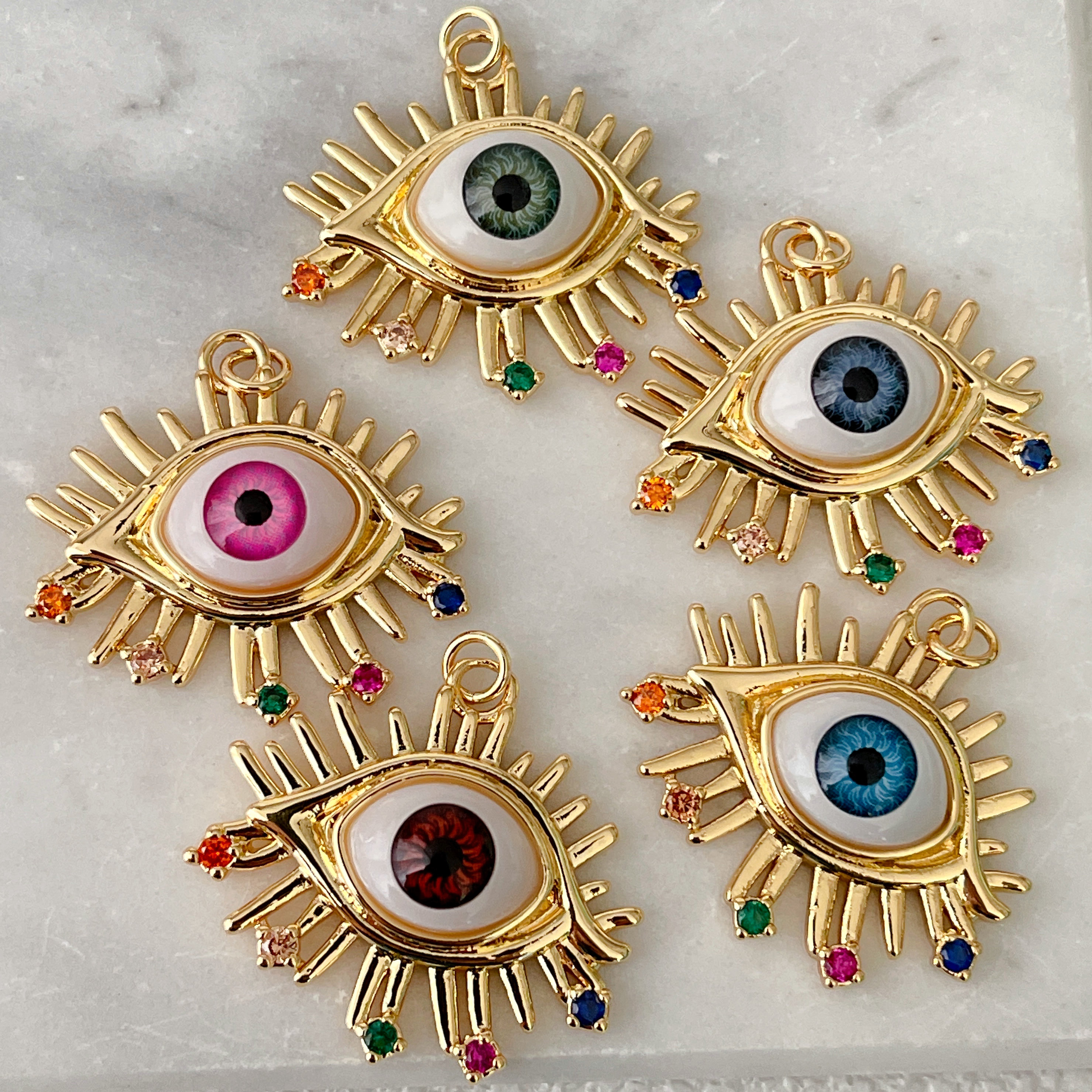 Glass Eye Colorful Stone Charm