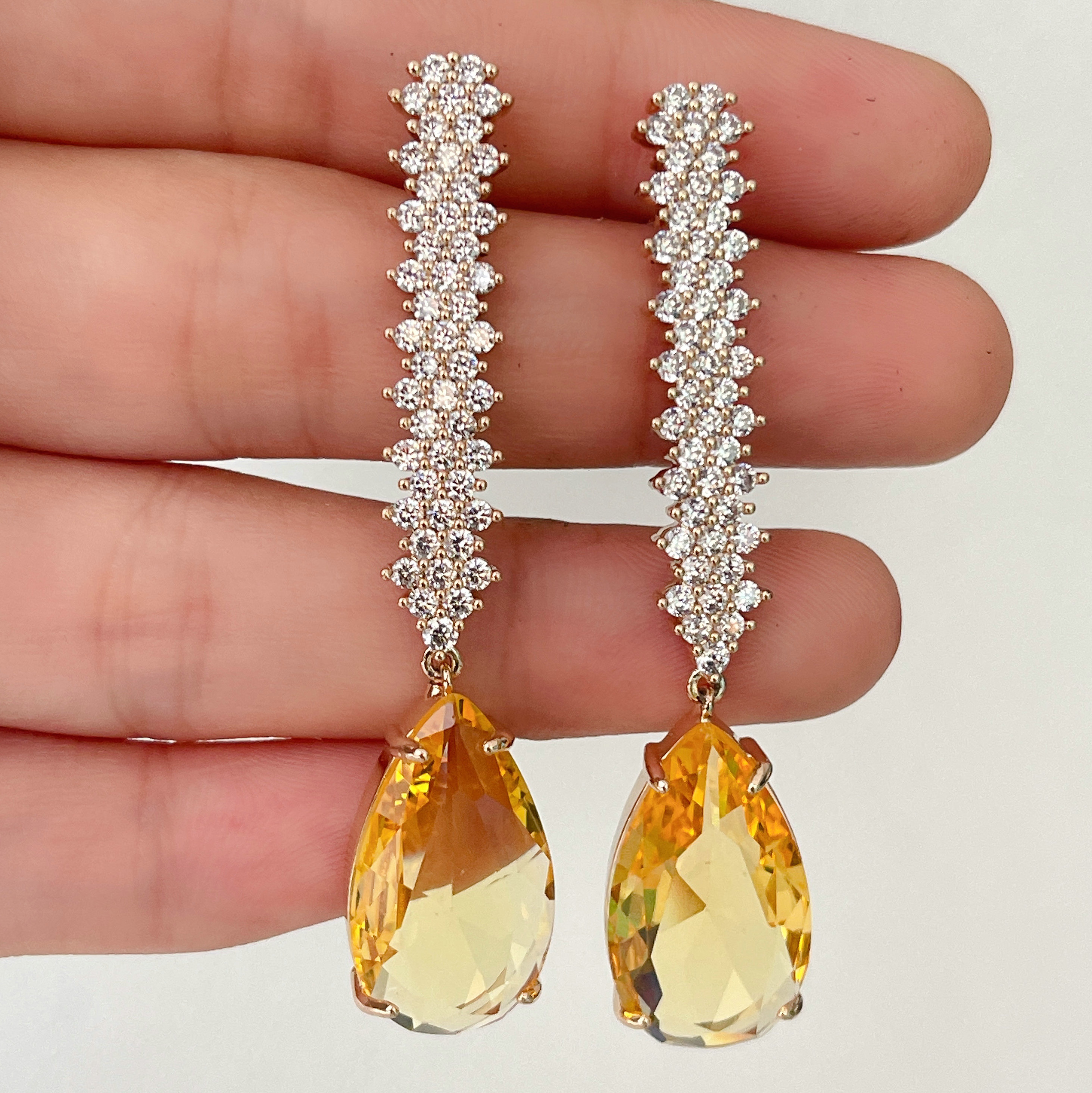 Yellow Zircon Pendant Earrings