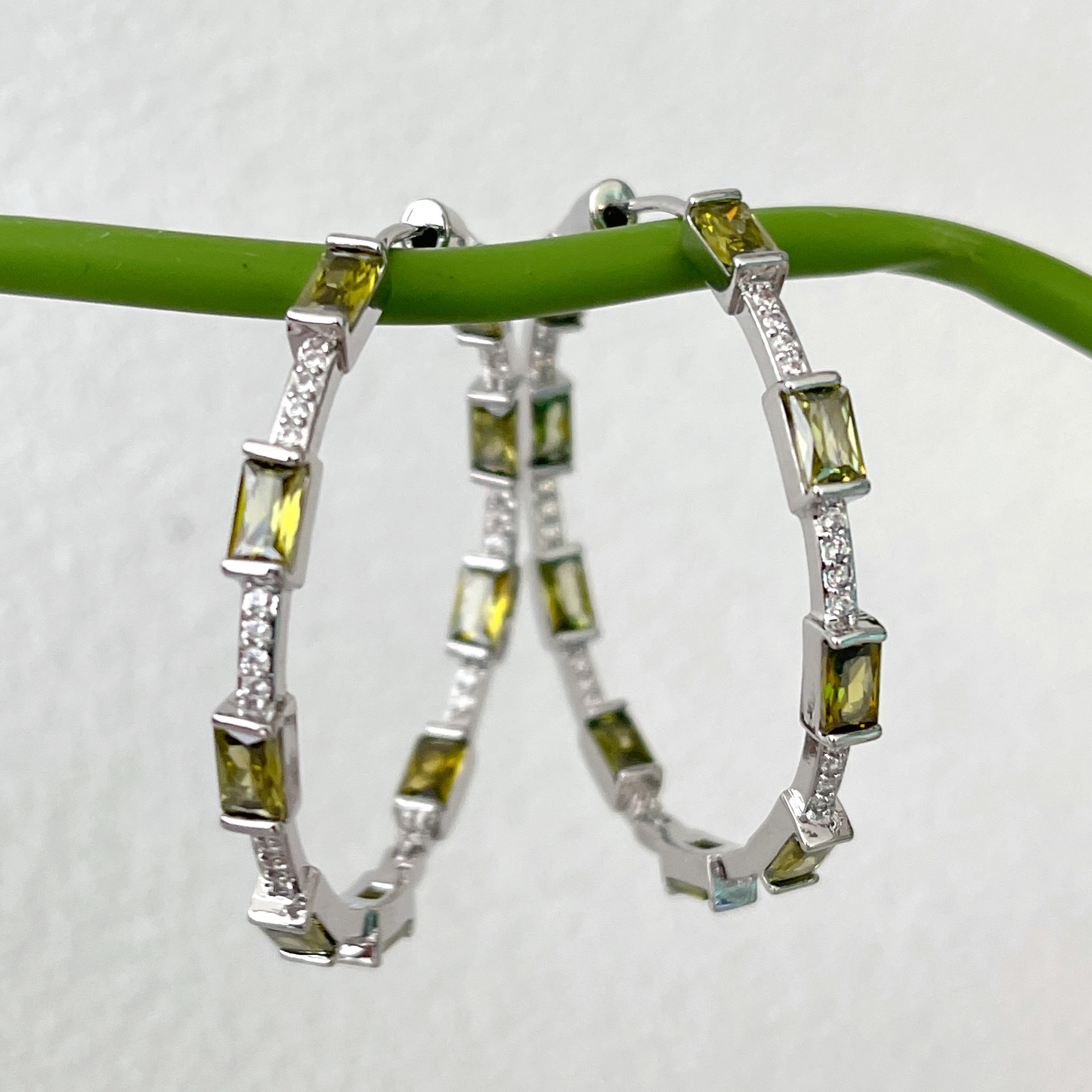 Grey Hoop Earrings