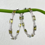Grey Hoop Earrings