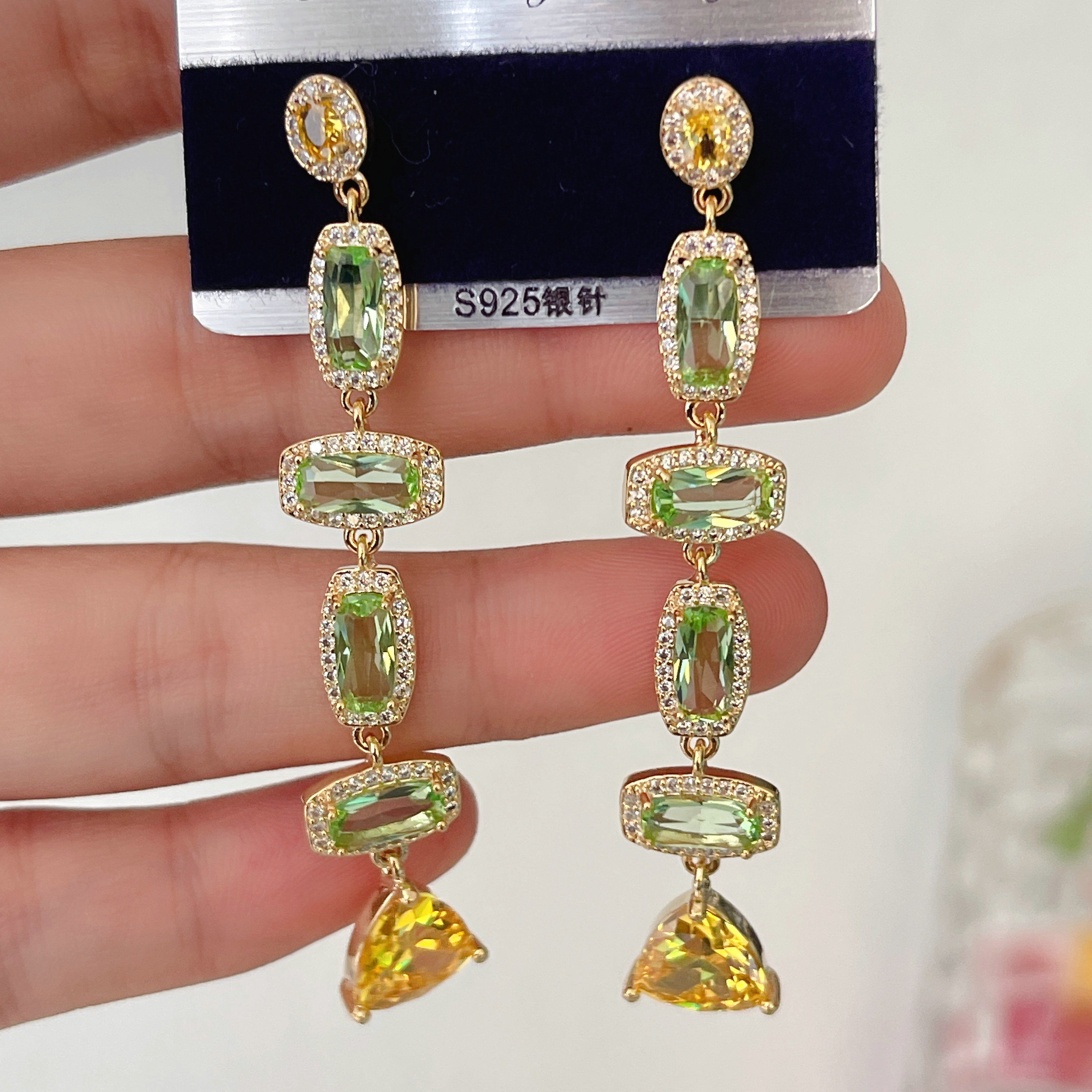 Long Coloful Zircon Earrings