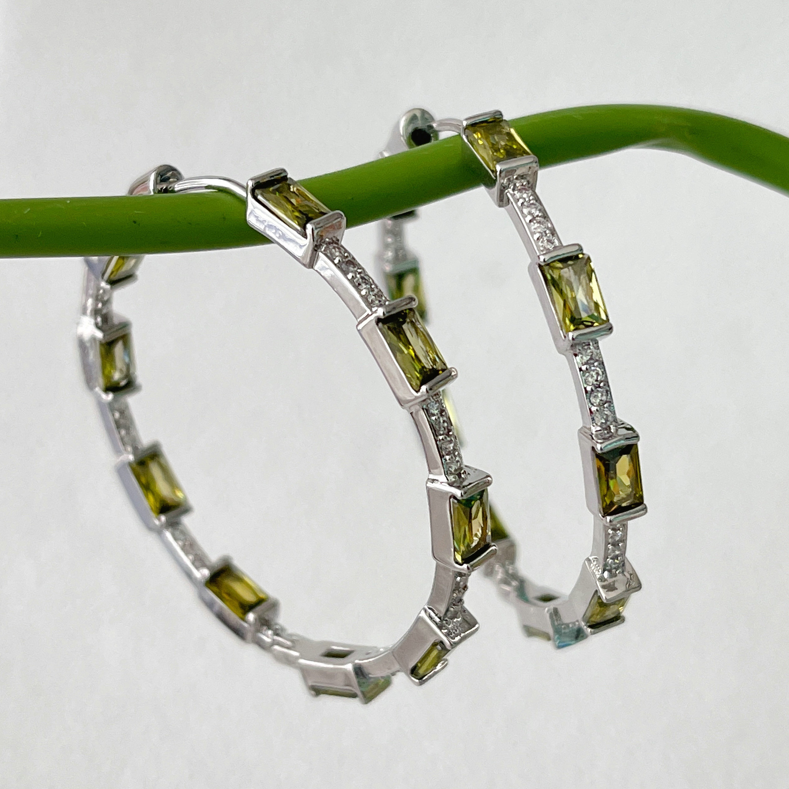 Grey Hoop Earrings